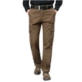 thumbnail image 1 of RXIRUCGD Men's Solid Color Pocket Workwear Pantscasual Straight Leg Pants, Brown, Size: 3XL, 1 of 5