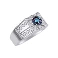 thumbnail image 3 of RYLOS Men's Rings Sterling Silver Designer Starburst 7MM Round Gemstone & Diamond Ring Alexandrite June Birthstone Size 11, 3 of 7