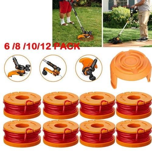 12 Pcs Fil de Ligne pour Terrasse Pelouse Jardin Réparation Sans Fil Fil d'Herbe Pièces Bobine de Coupe-Herbe Désherbeur avec Bobines orange Contenant Rouge Copolymère en Résine de nylon de 10 Pieds. Conçu pour les Tondeuses et Bordures à Piles WORX, Y Compris les Modèles WG150 à WG175. Offre une Forme Aérodynamique pour des Coupes Efficaces, une Résistance à la Traction de 100 Livres et une Flexibilité pour l'Amorti des Impacts. Idéal pour le Remplacement de Fil de Coupe-Herbe pour Pelouse et Jardin et Pièces de Réparation
