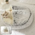 thumbnail image 1 of Lit pour Animal Rond à Capuchon en Peluche, Lit Chaud pour Petits Chiens, Lit Moelleux et Doux pour Chat,, 1 of 4