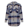 thumbnail image 4 of IROINID Veste Surchemise Courte pour Femmes Col Rabattu à Carreaux Manches Longues Confortable Décontractée Manches Longues à Carreaux Col Rabattu Vestes, Gris, 4 of 5