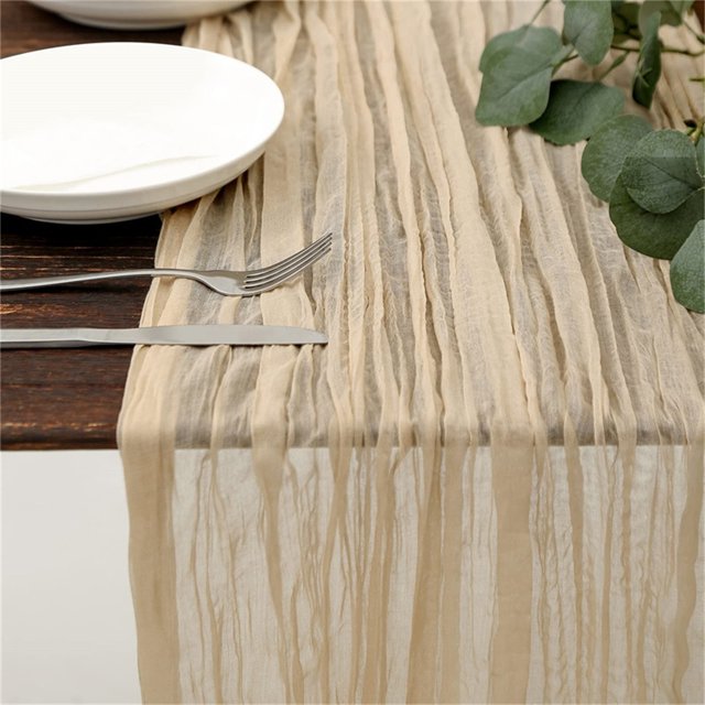 Decorative Table Banner Cheesecloth Table Runner Cheese Cloth Tablecloth 90x400 Cm Table Runner For Wedding Decor Holiday Birthday Party Table Dining Room Dresser Decor