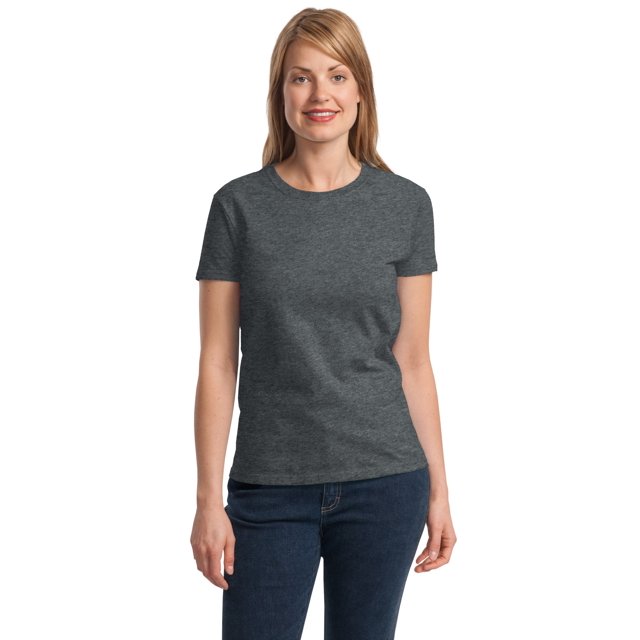 Gildan T-Shirt à Manches Courtes pour Femmes en Coton 100 pour Cent avec Encolure Rubanée. 2000L