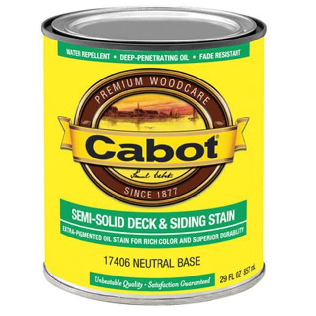 Cabot Samuel 17406-05 QT, Neutral Base, VOC, Semi-Solid Deck & Siding Stain