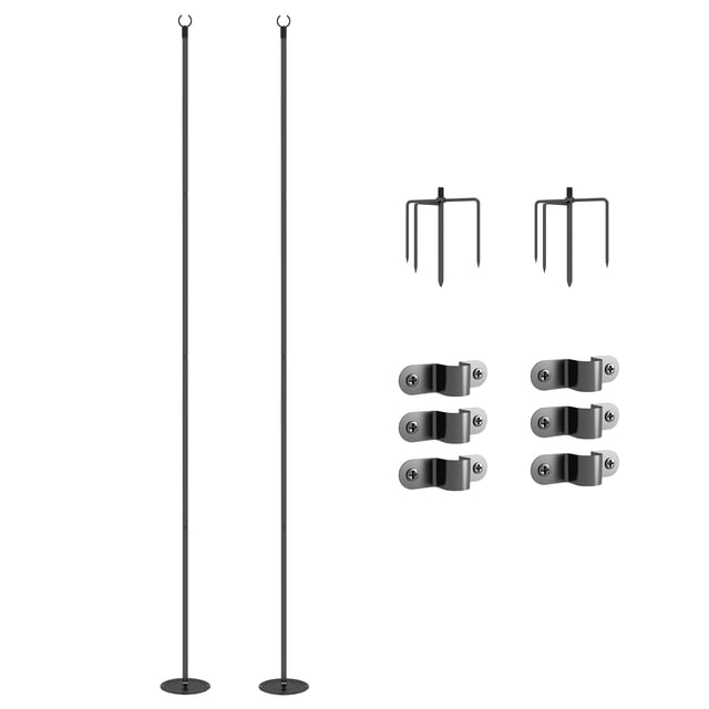 Outsunny String Light Poles, 10' Steel Light Poles for Outside, 2 Pack