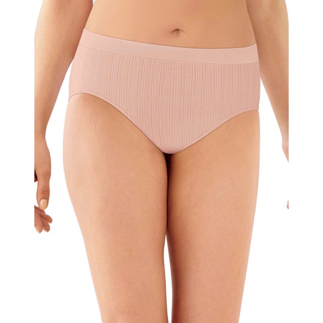 Bali Womens One Smooth U All-Around Smoothing Hi-Cut Panty, 6, Almond Rib