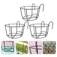 thumbnail image 4 of 3pcs Balcony Plant Pot Holder Hanging Planter Pot Parapet Iron Fence Flower Pot, 4 of 8