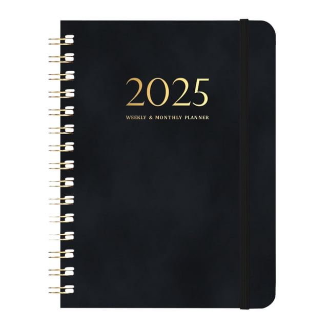 Meitianfacai Coil Planner 2025 Weekly Planner Diary A5 Taped Notebook Book, Black