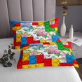 thumbnail image 3 of YST Kids Building Blocks Queen Bedspread Set Geometric Brick Quilt Set for Girls Boys, Wild Butterfly Coverlet Set Chic Hydrangeo Floral Bedding Set, Spring Flower Bed Cover, 3 of 3