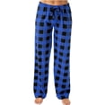 thumbnail image 1 of Dealovy Pajama Pants for Women High Waisted Plaid Pjs Bottoms Drawstring Color Block Comfy Lounge Trousers, 1 of 5