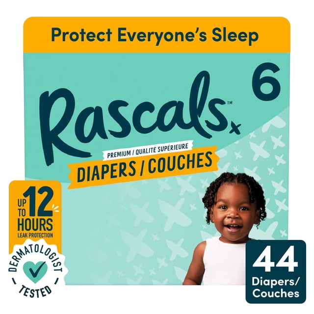 Couches Rascals Premium, Taille 6, 44 unités
