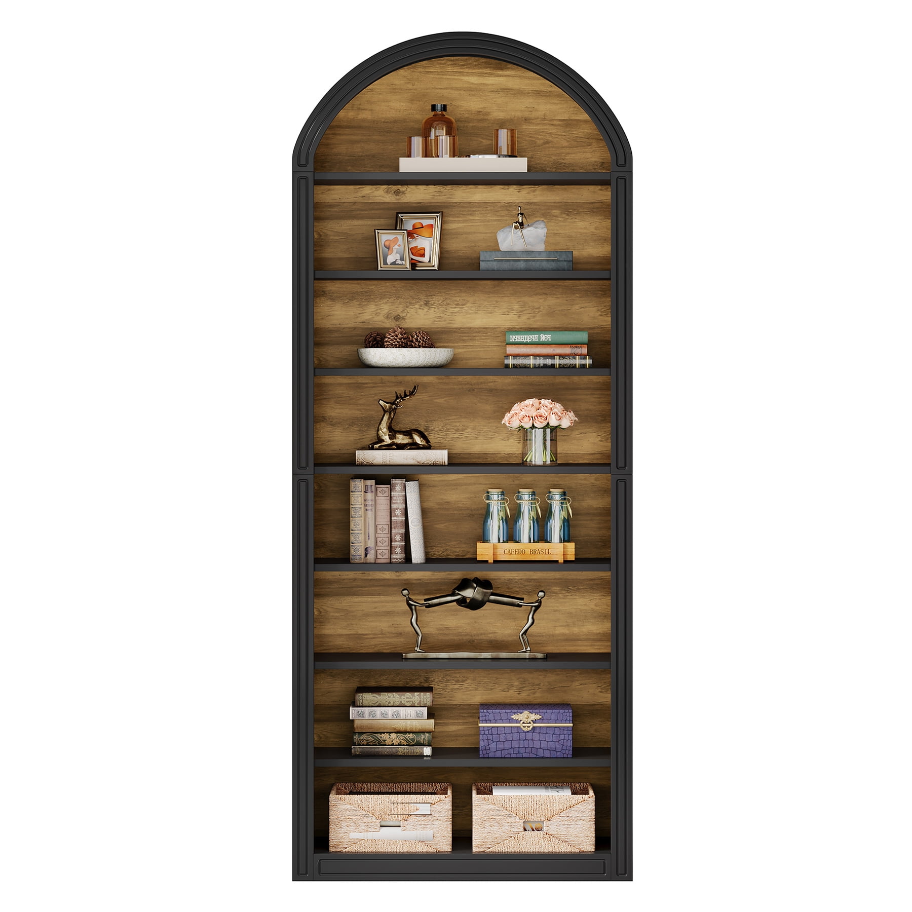 Tribesigns 79.5" Tall Arched Bookshelf, 8-Tier Arched Bookcase with Storage Shelves, Floor Standing Open Display Shelving Unit for Living Room, Bedroom, Home Office
