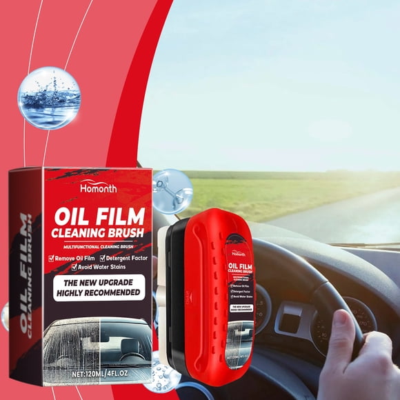 Boovnll Cleaning Supplies, Oil Film Remover 120Ml Automotive Windshield Cleaner Oil Film Cleaner with Sponge Cloth Protects Against Rain and Mist Removes Oil Film, Cleaning