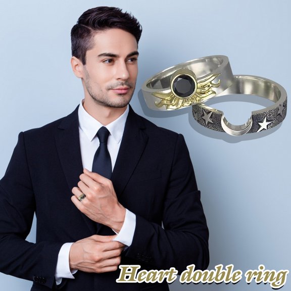 Weiqiqre Men's Fashion Heart-shaped Double Layer Unisex Star and Set