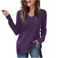 thumbnail image 1 of yoeyez Tunique en Tricot pour Femmes, Chandails à Manches Torsadées Patchwork, Col Ras du Cou Raglan, Chemises à Manches Longues, Hauts de Mode d'Automne 2024, Violet m, 1 of 6