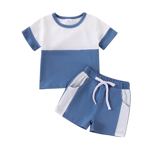 Gupgi Baby Boys Summer Shorts Sets Short Sleeve Contrast Color T-Shirts and Drawstring Shorts