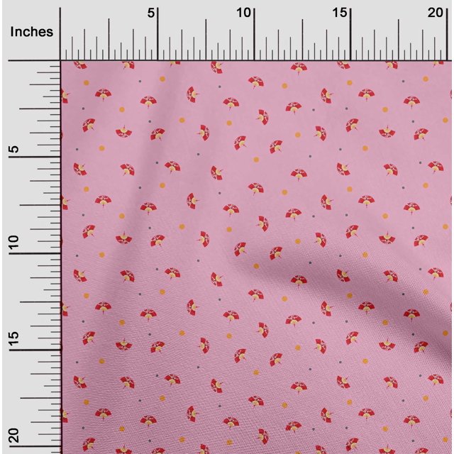 oneOone Polyester Lycra Fabric Dot & Chinese Hand Fan Fashion Print Sewing Fabric BTY 56 Inch Wide