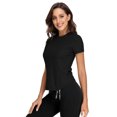 thumbnail image 3 of BeautyIn T-Shirts d'Entraînement pour Femmes Ourlet à Cordon Ajusté Manches Courtes Yoga Course, 3 of 4