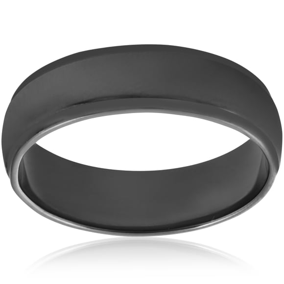 14k Black Gold Mens 6mm High Polished Step Cut Wedding Band