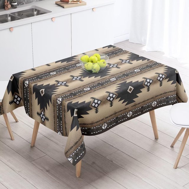Aztec Tablecloth,Tribal Geometric Design Vintage Style Table Cloth Boho Chic Washble Table Cover for Dinning Kitchen Farmhouse Party Decor 60"x120"