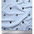 thumbnail image 1 of Soimoi Blue Modal Satin Fabric Gift Box & Bell Dots Print Fabric by the Yard 42 Inch Wide, 1 of 3