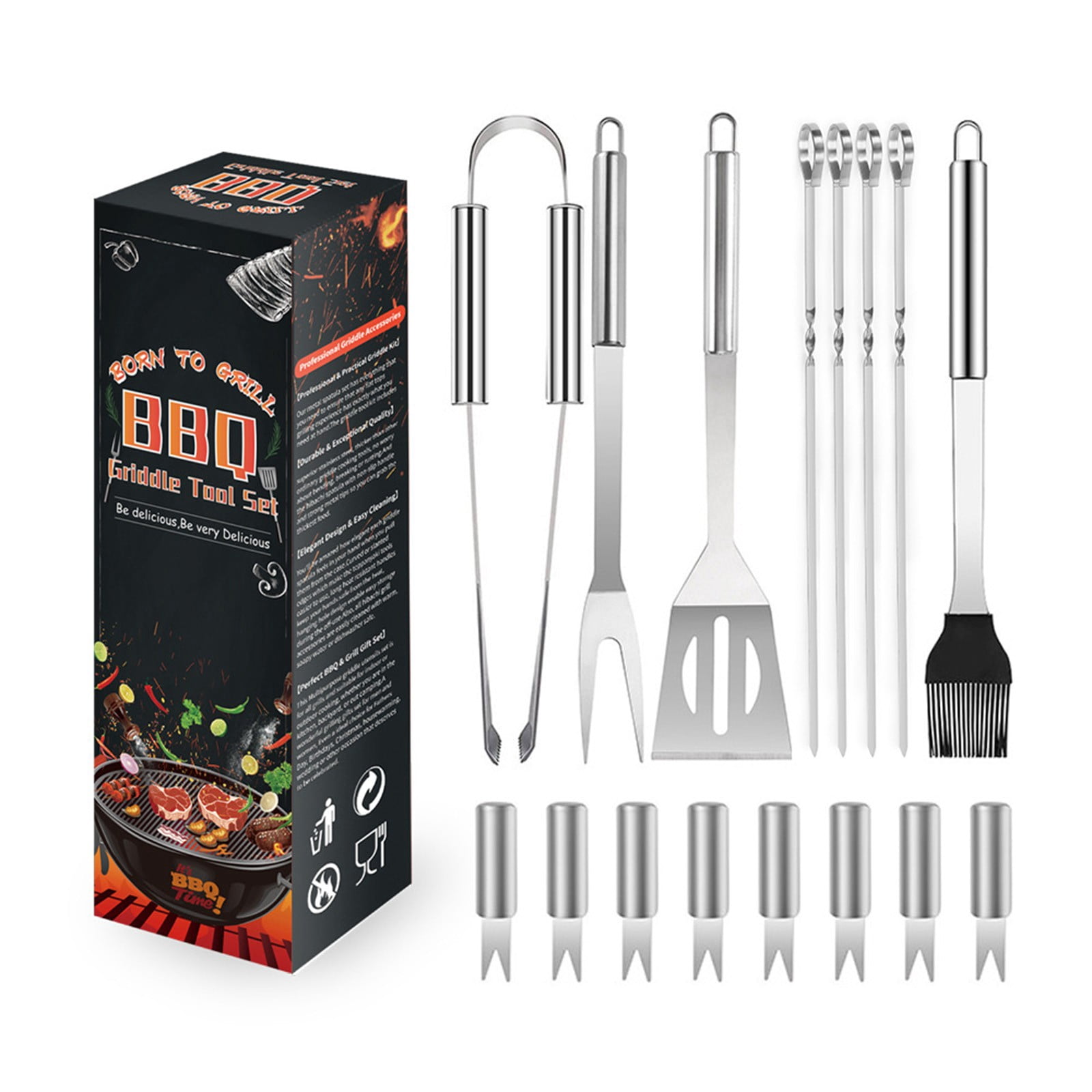EGNMCR Stainless Steel BBQ Tool Set - Outdoor BBQ Grill Set Stainless steel barbecue utensils