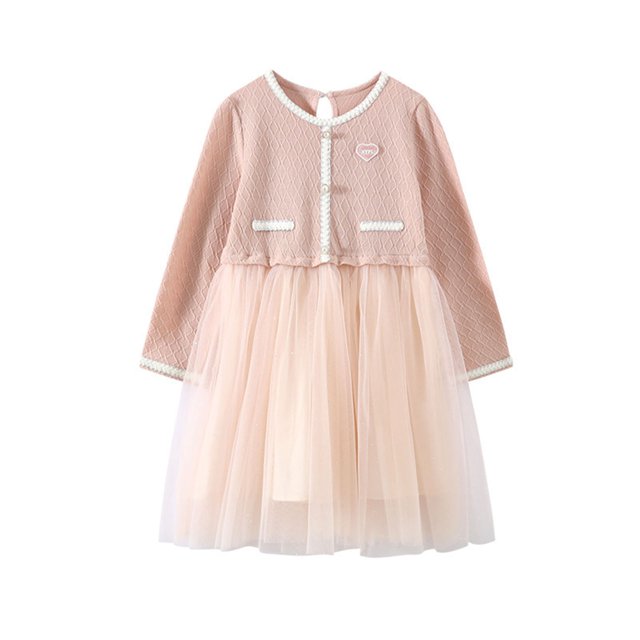 LOVZFMLL Girls' Summer Short Sleeve Ruffled Lace Round-Neck Embroidery Mesh Princess Bow Skirt