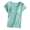thumbnail image 1 of HNMKIU Pyjama d'Été Respirant T-Shirt à Manches Courtes avec Coussinet de Poitrine Bonnet de Soutien-Gorge Gilet à Demi-Manches Pyjama, 1 of 3