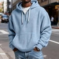 thumbnail image 3 of Yuyuzo Mens Hoodies Quarter Zip Drawstring Long Sleeve Shirts Casual Textured Loose Sweatshirts Pullover with Pockets, 3 of 5