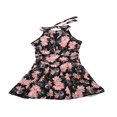thumbnail image 3 of Women One Piece Modest Swim Dress Halter Neck Floral Leaf Leopard Print Open Back Ruched Swimsuits, 3 of 6