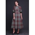 thumbnail image 4 of Bimba Check Printed Womens Roll Up Sleeves Dress Mandarin Collar Button Down Shirt-Small, 4 of 5