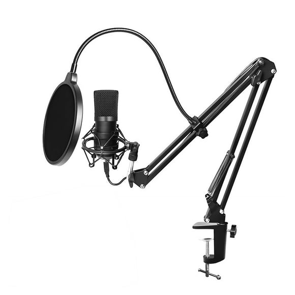 Amdohai USB 192kHZ/24bit Podcast Recording Microphone Kit Professional Condenser Studio Broadcasting MIC with Stand Flat Head Microphone