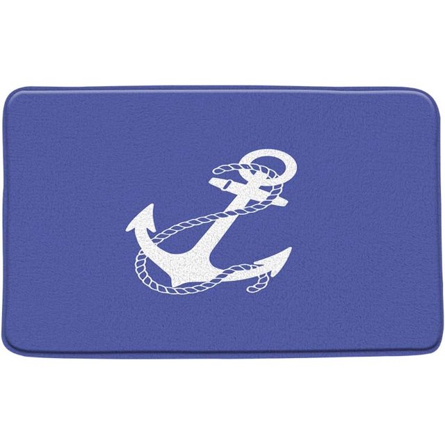 BOYIAN Anchor Bath Mat Anchors Rope Nautical Theme Ocean Sailor Maritime Life White Microfiber Memory Foam Rugs Bathroom Decor Mat 17.7 X 29.5 Inch,Bllue White,17.7 X29.51Inch
