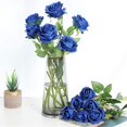 thumbnail image 3 of TETOU 5pcs Artificial Rose Flowers Silk Roses Real Touch Party Bridal Wedding Bouquet(Blue), 3 of 6