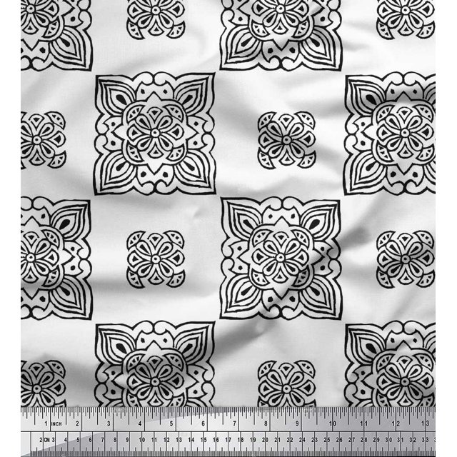 Soimoi Velvet Fabric Floral Block Printed Craft Fabric by The Yard 58 Inch Wide