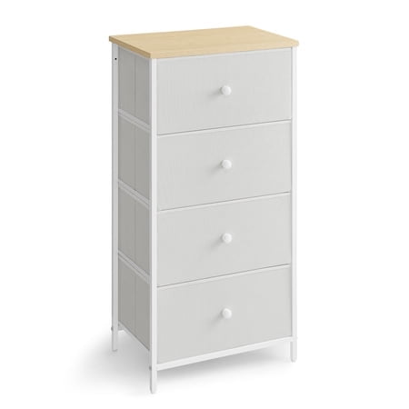 SONGMICS Commo pour Chambre à Coucher, Commode en Tissu à 4 Tiroirs, Structure en Métal, Petite Commode