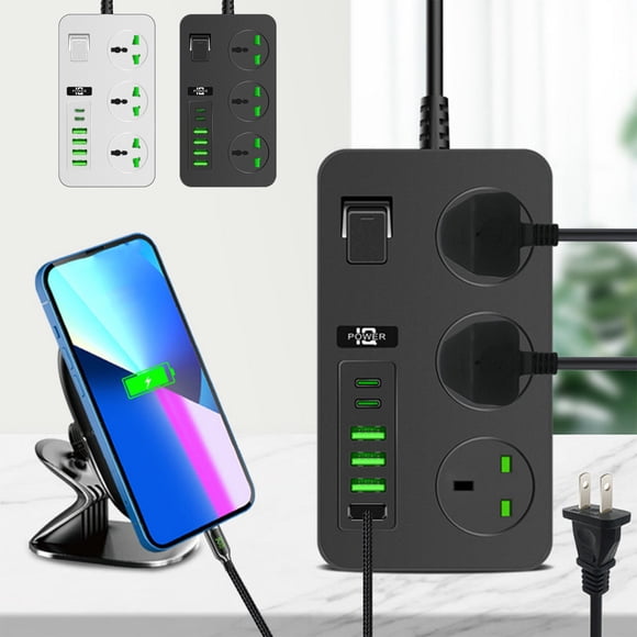 Vaidha 3 Outlets Power Strip Surge Protector 3000W Multi Plug Outlet With 6 USB On Off Botton 78.7in Extension Cord With Multiple USB Outlets For Office Dorm Room