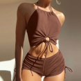 thumbnail image 1 of Cameland Women Solid-Color Split Body Sexy Backless Bikini Swimsuit Set, 1 of 5