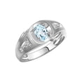 thumbnail image 3 of RYLOS Men's Rings Sterling Silver Rings Classic Designer Style 8X6MM Oval Gemstone & Diamond Ring Aquamarine March Birthstone Rings For Men Size 10, 3 of 7