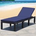 thumbnail image 3 of Gymax Patio Lounge Chair Rattan Chaise w/ Adjustable Navy & Off White Cushioned, 3 of 7