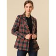 thumbnail image 2 of INSPIRE CHIC Blazer à Carreaux à Revers Cranté à Double Boutonnage pour Femme, 2 of 6