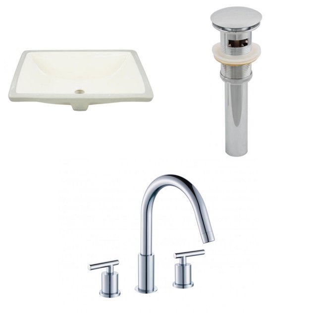 American Imaginations 20.75-in. W Rectangle Bathroom Undermount Sink Set In Biscuit - Chrome Hardware - Overflow Drain Incl. AI-27026