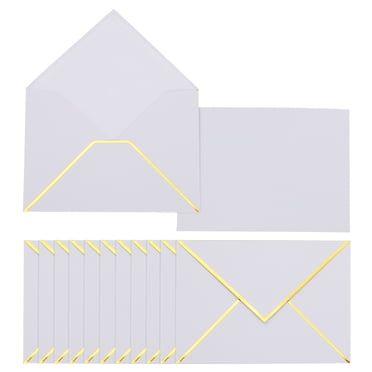 Uxcell Lot de 30 Enveloppes A7, Enveloppe à Rabat en V 5x7 pour Cartes, Enveloppes de la Saint-Valentin avec Bordure Dorée pour Bureau, Mariage, Invitations de Cartes, Cadeau de Fête de Remise des Diplômes, Blanc
