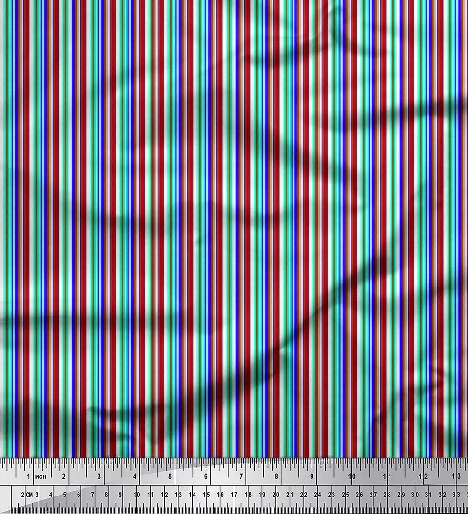 Soimoi Georgette Viscose Fabric Vertical Stripe Print Fabric by The Yard 42 Inch Wide