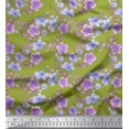 thumbnail image 1 of Soimoi Modal Satin Fabric Leaves & Buttercup Floral Print Sewing Fabric Yard 42 Inch Wide, 1 of 3