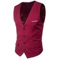 thumbnail image 2 of Jovati Sleeveless Suit Vest for Men, Solid Color, Polyester Blend, Slim Fit, Button Front, Casual Formal Wear, Spring Summer, 2 of 9