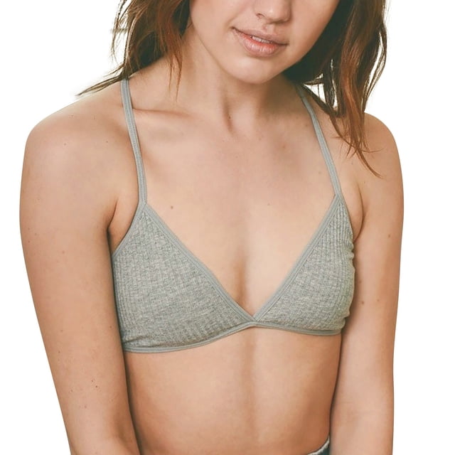 MIASHUI Bras for Women Thread Triangle Bra Wireless Lightly Lined Bralette Top in grey, designed with a seamless thread fabric, adjustable straps, and lightly padded cups for everyday comfort and support. Ideal for layering under sheer tops or pairing with casual outfits like T-shirts and dresses.
