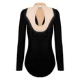 thumbnail image 4 of RUNQHUI Women's Long Sleeve Gymnastics Leotard Shiny Rhinestone Bodysuit for Acrobattics Performance 04Black M, 4 of 7