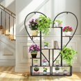 thumbnail image 1 of UNHO 2 PCS Half Heart-Shaped Plant Holder Multilayer Patio Flower Racks Display Shelf with Hooks for Home Patio Lawn-S, 1 of 12