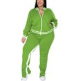 thumbnail image 1 of MAWCLOS Women Plus Size Slim Leg Sweatsuits Running Long Sleeve Jacket+Sweatpants Light Green XXXXXL, 1 of 5
